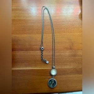 Lucky Brand abalone and white stone double pendant necklace